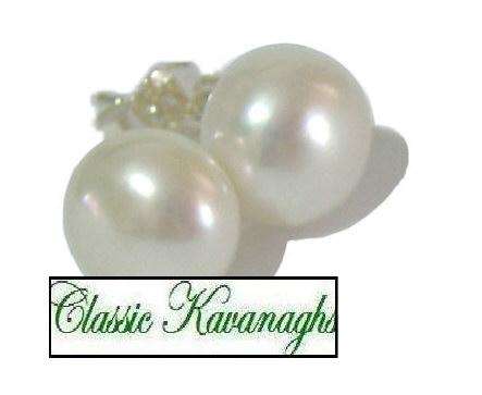 Kavanaghs - Charming Button Pearl Studs Solid 925 Sterling Silver