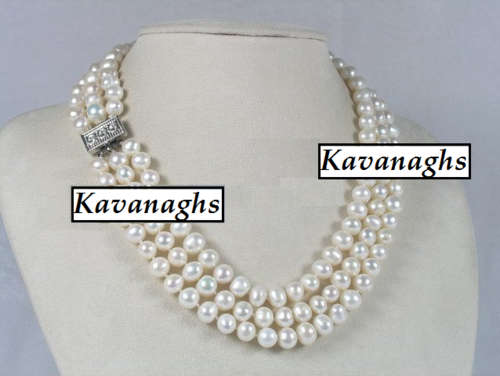 From the Kavanaghs Collection - AAA Exquisite Tripple Stranded Freshwater Pearl Necklace