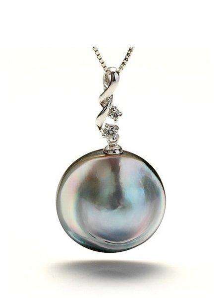 22mm Authentic Mabe Pearl Pendant In 925 Sterling Silver