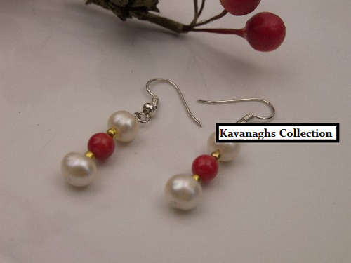 The Kavanaghs Collection - Cultured Freshwater Pearl and Coral Earrings