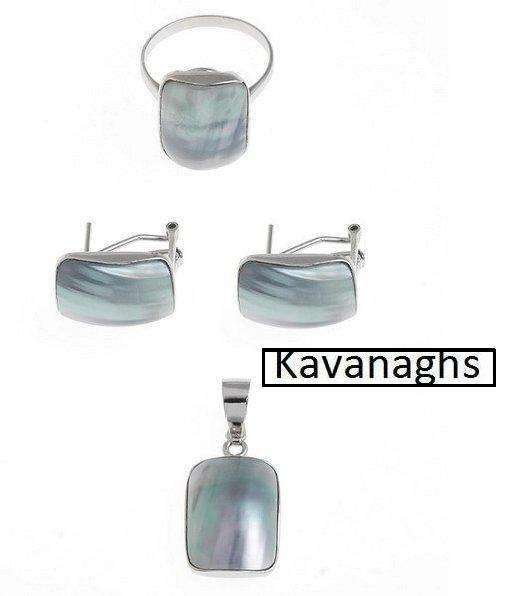 The kavanaghs Collection - Genuine Sterling Silver Mabe Pearl Set