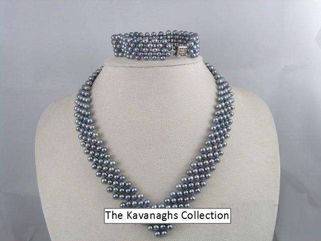 FREE SHIPPING - Cultured Freshwater Pearl Necklace and Bracelet Set