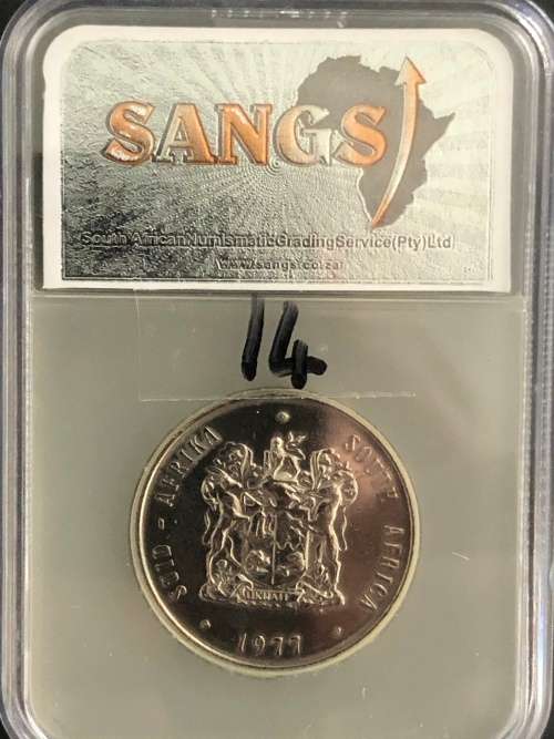 1977 Republic of South Africa R1 Nickel Coin Graded AU Details Polished
