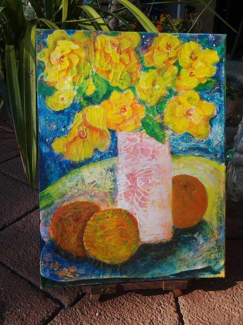 A Bright and vibrant art piece - a real head turner - 30cm x 40cm.