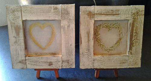 A set of Shabby Chic heart pictures with an exclusive decor finish on the frames. Really pretty.
