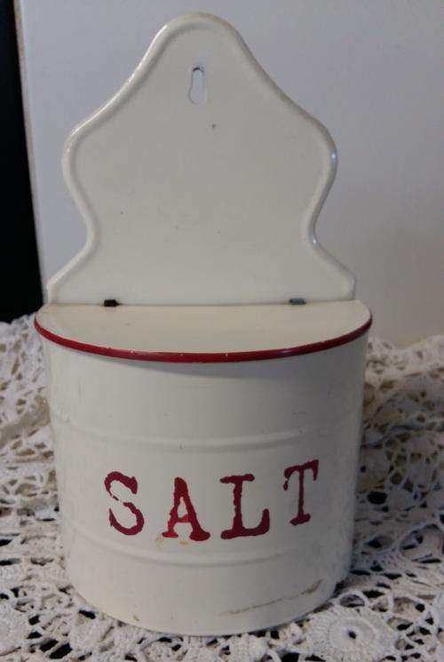 A Vintage looking Tin - Salt holder/container  - see pics.