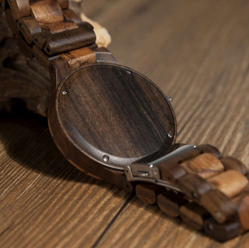 Bobo Bird Zebra & Ebony Wood Watch