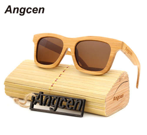 Angcen Polarized Bamboo Sunglasses "In Bamboo Case"