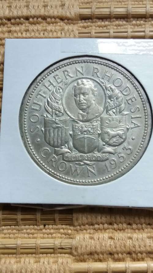 RHODESIA 1953 SILVER RHODES CROWN - HIGH GRADE COIN