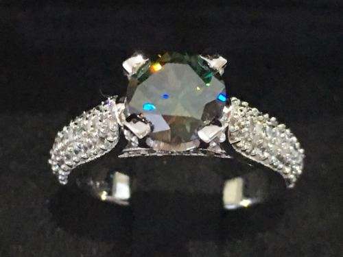 Genuine moissanite ring in solid silver size 7
