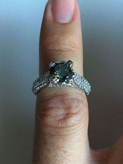 Genuine moissanite ring in solid silver size 7