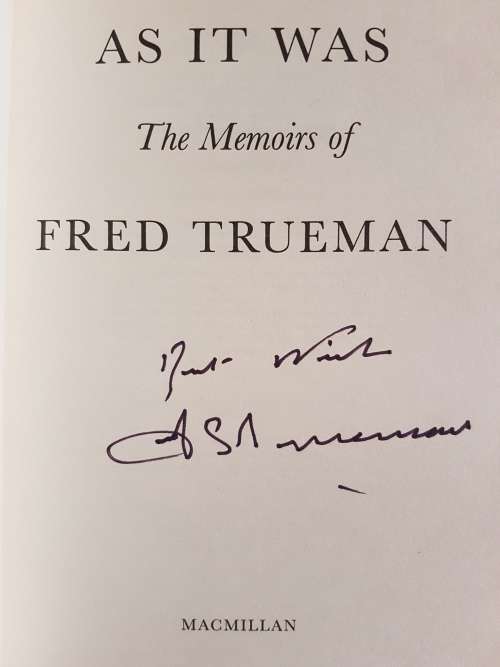 As It Was The Memoirs Of Fred Trueman - Signed Copy