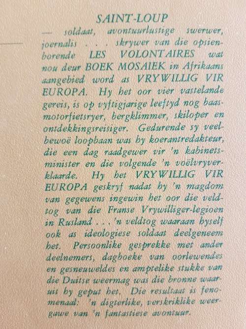 Vrywillig Vir Europa - Deur Saint-Loup -  Vertaal Deur Myron Kok
