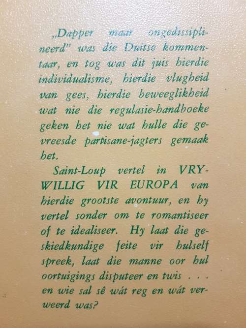 Vrywillig Vir Europa - Deur Saint-Loup -  Vertaal Deur Myron Kok