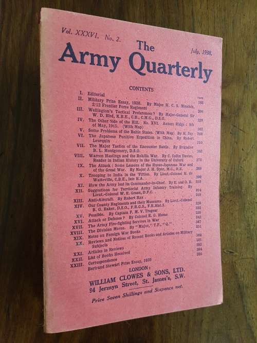 The Army Quarterly Vol. XXXVI, No. 2 July, 1938