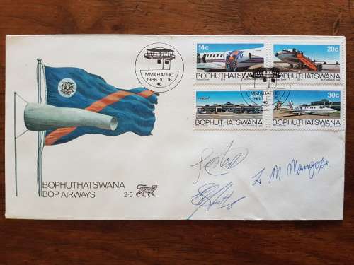 Bophuthatswana BOP Airways First Day Cover Signed Lucas Mangope