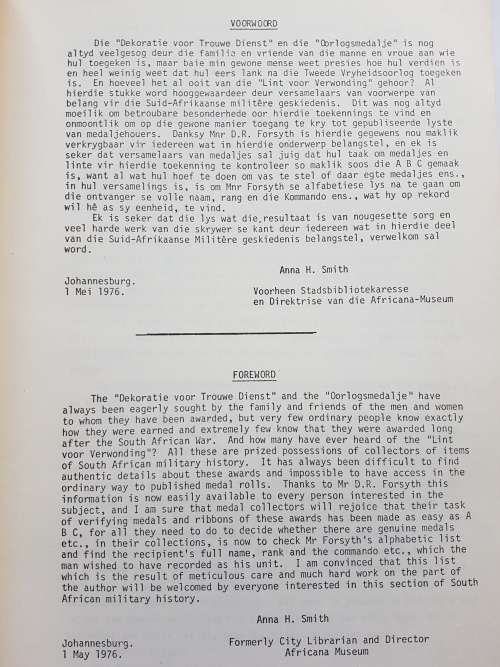 Die Medaljerol Anglo-Boeroorlog  /  The Medal Roll Anglo-Boer War - By D.R. Forsyth - Signed Copy
