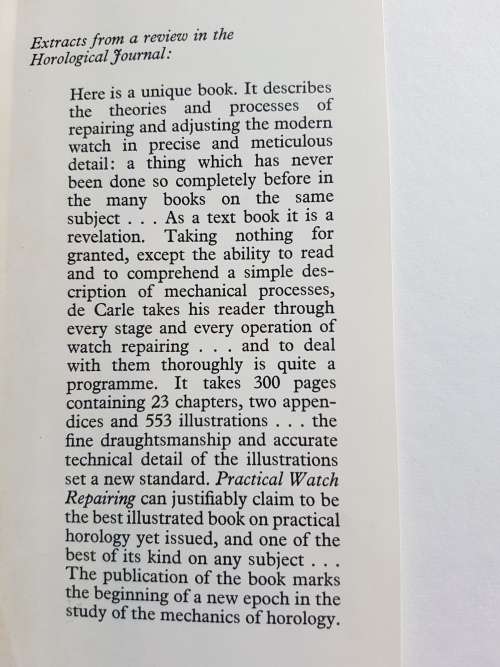 Practical Watch Repairing - By Donald de Carle