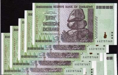 ZIMBABWE 50 TRILLION DOLLAR NOTE UNCIRCULATED