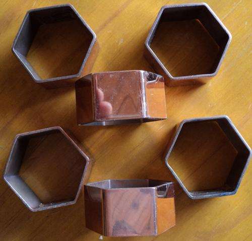 6 Solid Copper Napkin Hexagonal Rings