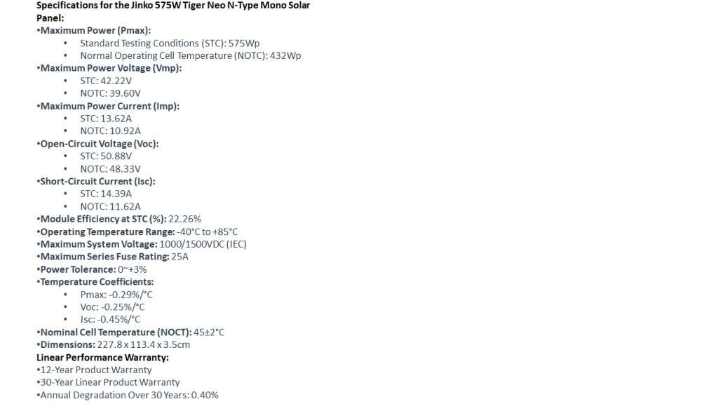 Jinko 575W Tiger Neo N-Type Mono Solar Panel