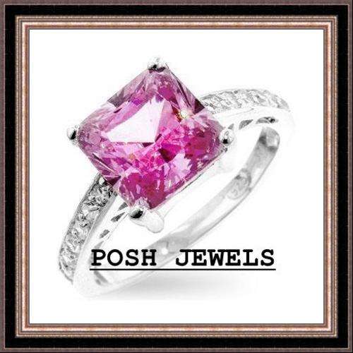 ***FREE SAPO SHIPPING***.925 Silver 1.85ct Princess Cut Engagement Pink Ring***SIZE 6