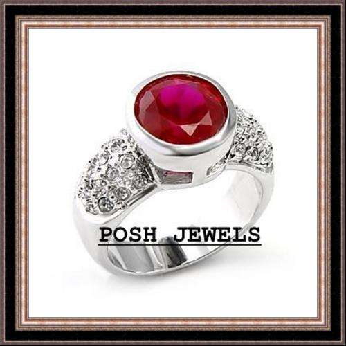 ***FREE SAPO SHIPPING***GLAMOROUS Ruby Red Prong Setting CZ Ring***SIZE 6