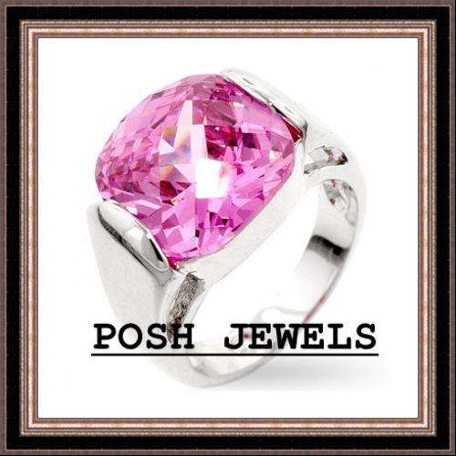 ***FREE SAPO SHIPPING***Ice Pink Sapphire CZ Princess Cut Ring***SIZE 7