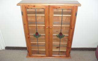 OREGON PINE - STAINED GLASS CD/DVD/BOOK CABINET