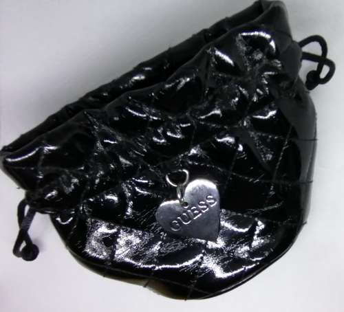 Drawstring Bag/Purse Black Vinyl