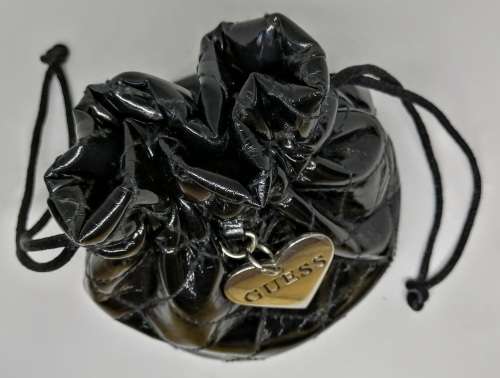 Drawstring Bag/Purse Black Vinyl