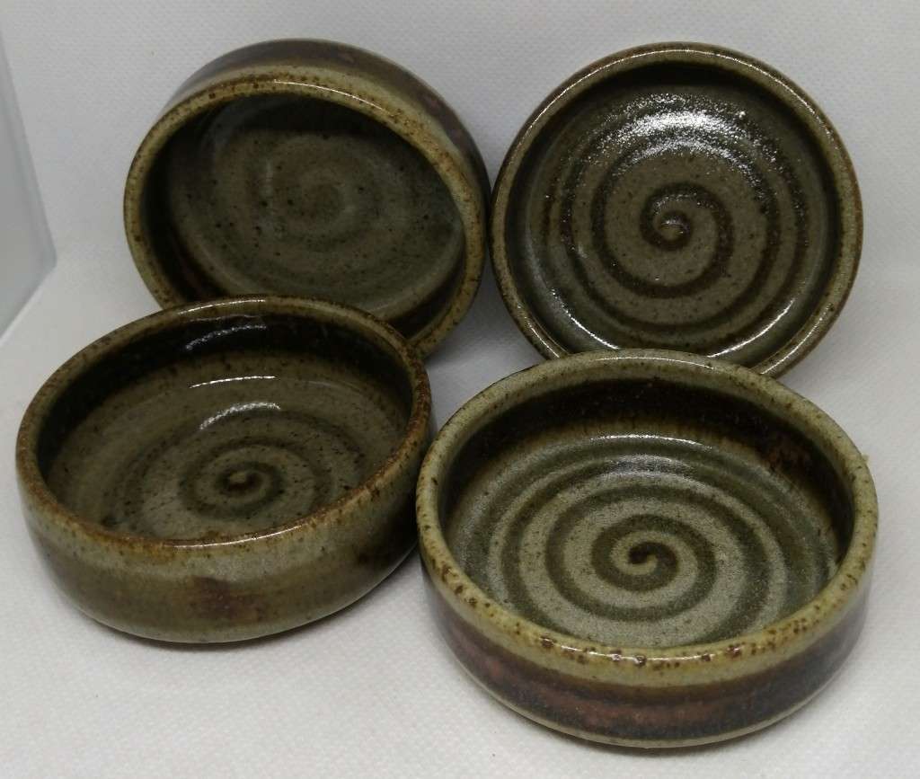 SET of 4 CERAMIC INDIVIDUAL SERVING SALT DISHES BUTTER CONDIMENTS JAM