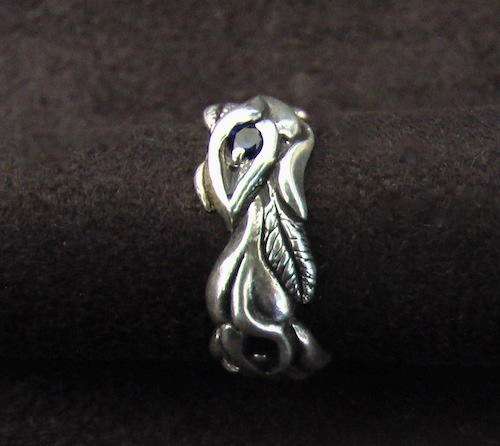 FEATHER RING - Genuine 925 Sterling Silver & Blue Stones