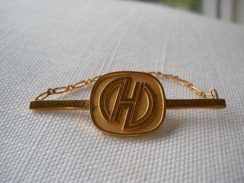 Vintage Gold Plated Tie Pin with Chain