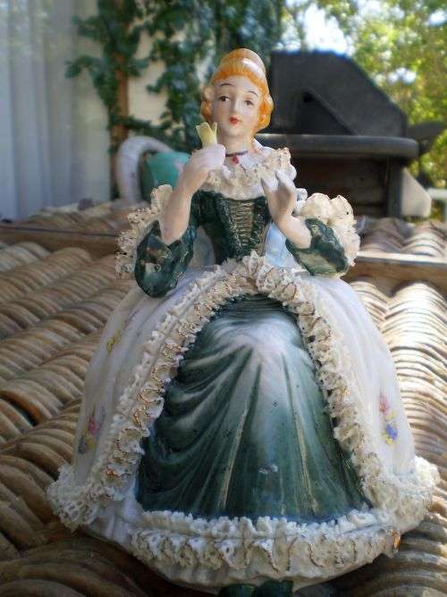 Porcelain Lace Figurine Victorian Lady 18 cm x 14 cm
