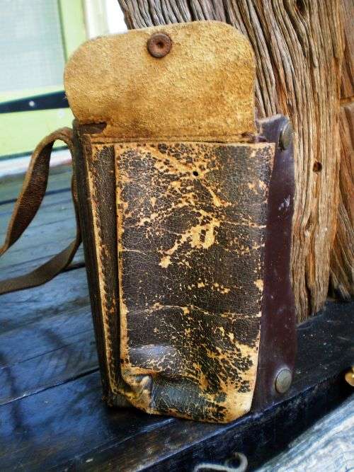 Vintage Genuine Leather Hand Stitched Camera Bag 1950s
