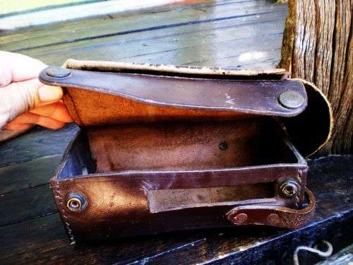 Vintage Genuine Leather Hand Stitched Camera Bag 1950s