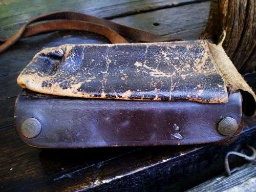 Vintage Genuine Leather Hand Stitched Camera Bag 1950s