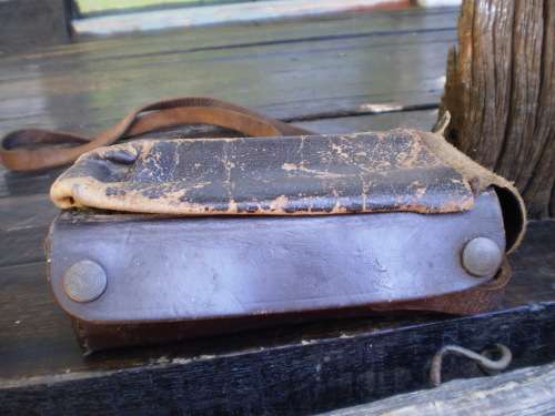 Vintage Genuine Leather Hand Stitched Camera Bag 1950s
