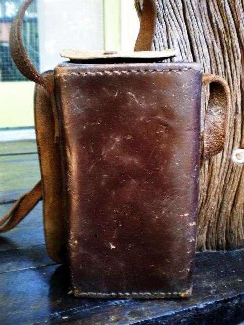 Vintage Genuine Leather Hand Stitched Camera Bag 1950s