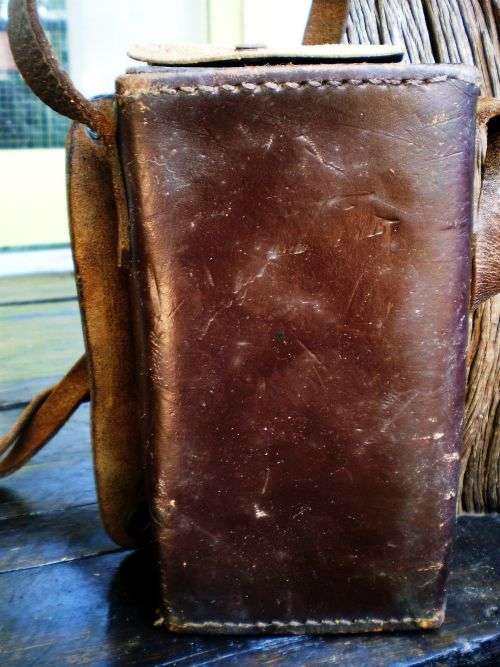 Vintage Genuine Leather Hand Stitched Camera Bag 1950s