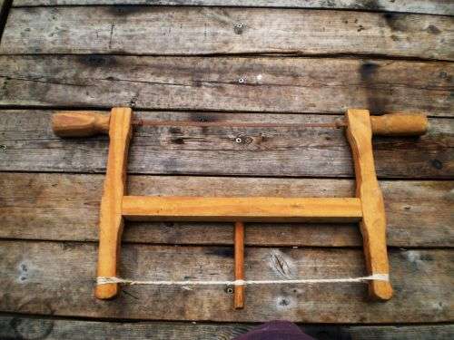 Vintage Wooden Saw With Cotton String