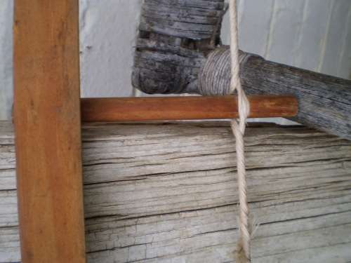 Vintage Wooden Saw With Cotton String