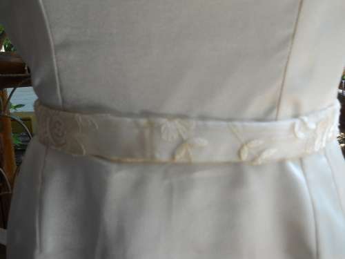 Vintage Costume Design Marilyn Style Creme White Satin Summer Dress With Belt Size 10