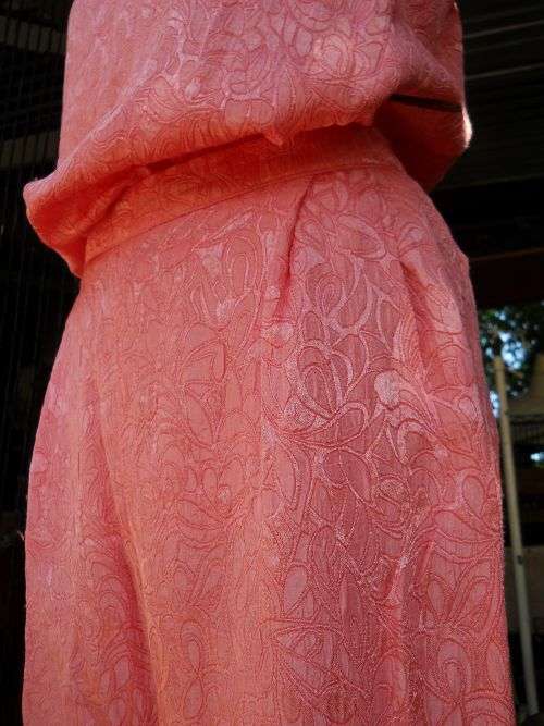 1980s Vintage Three Piece Suit Marlene Dietrich Style in Pink Satin Size 12