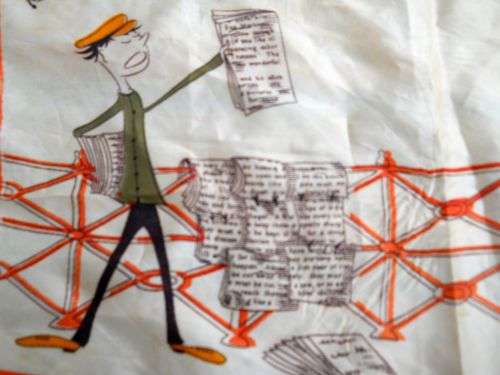 Small 1950s Vintage 100% Pure Silk Square Scarf 44cm x 44 cm