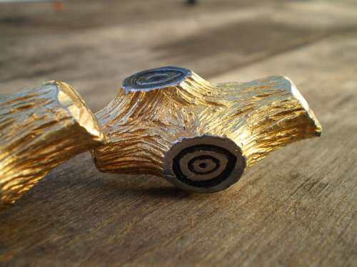One Of A Kind Chunky Designer 1970s Tree Stump Gold Toned Vintage Metal Cufflinks 4cm x 2cm