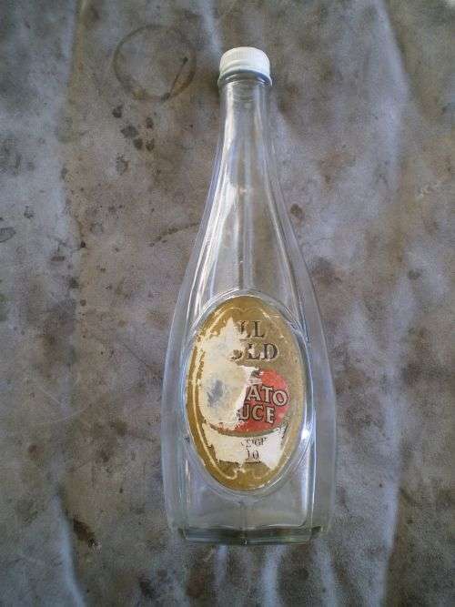 Rare Vintage All Gold Tomato Sauce Octagonal Glass Bottle