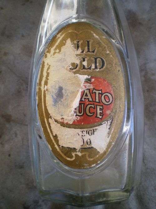 Rare Vintage All Gold Tomato Sauce Octagonal Glass Bottle