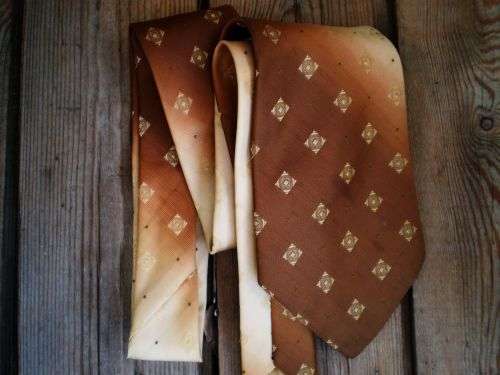 1960s Chocolate Brown Vintage Tie Geometric Pattern